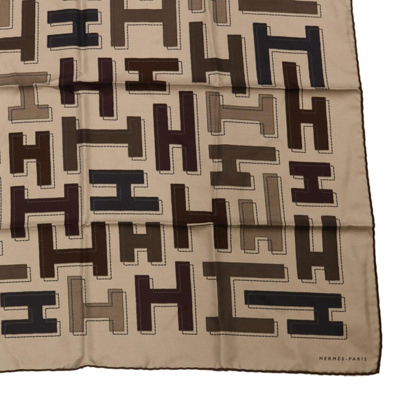 HERMES Scarf Silk 2Set Yellow Gray Auth ac1017 - Picture 14 of 16